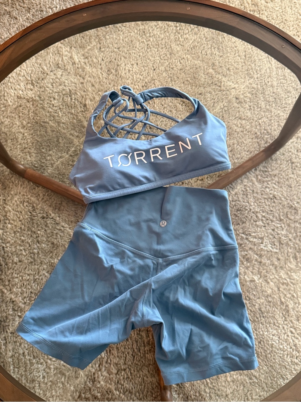 lululemon slate blue align shorts and free to be wild set